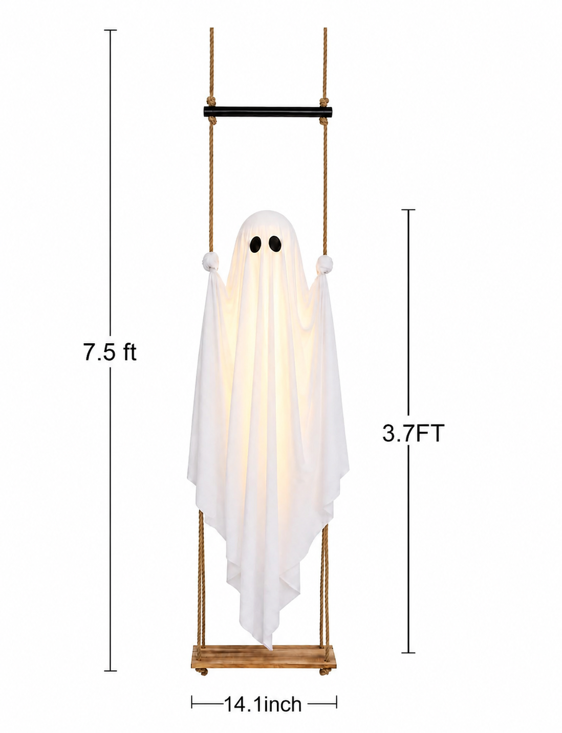 Halloween Decorations Outdoor 5FT Large Pre-Assembled Hanging Swing Ghost