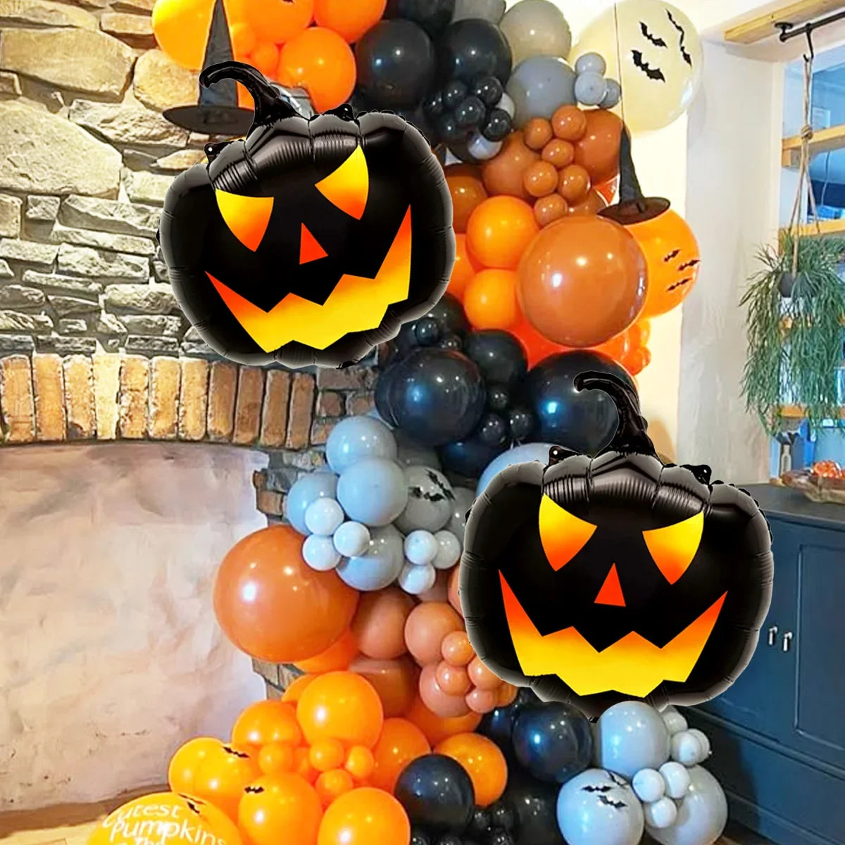3-Piece Black Pumpkin Balloon Set – Halloween Decor