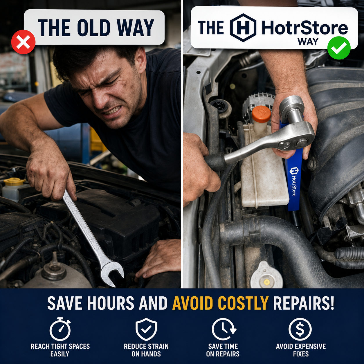 HotrStore Zero-Swing Offset Extension Wrench for Tight Spaces
